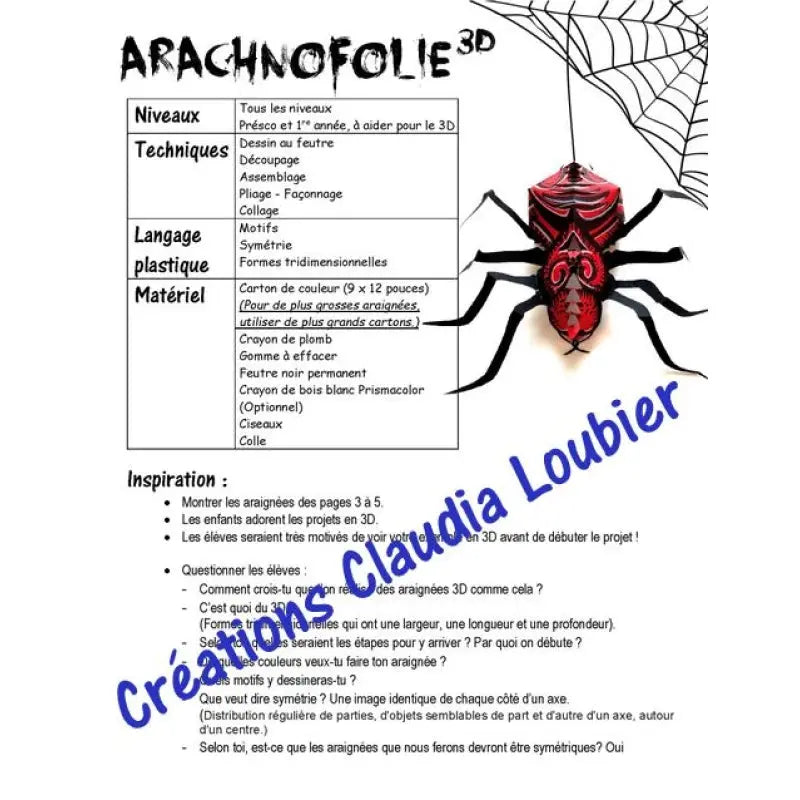 ArachnoFolie 3D ! Arts plastiques