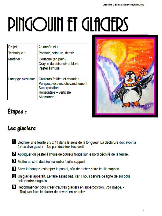 Pingouin et glaciers - Arts plastiques