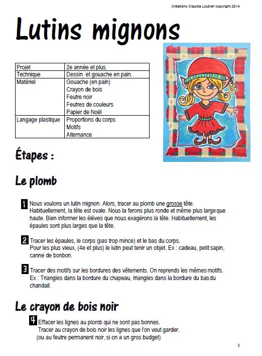 Noël: Lutins mignons - Arts plastiques