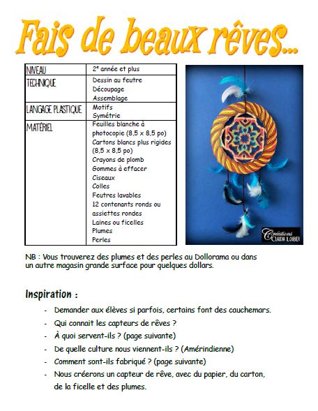 Fais de beaux rêves - Arts plastiques