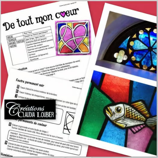 St-Valentin : De tout mon coeur - Vitrail