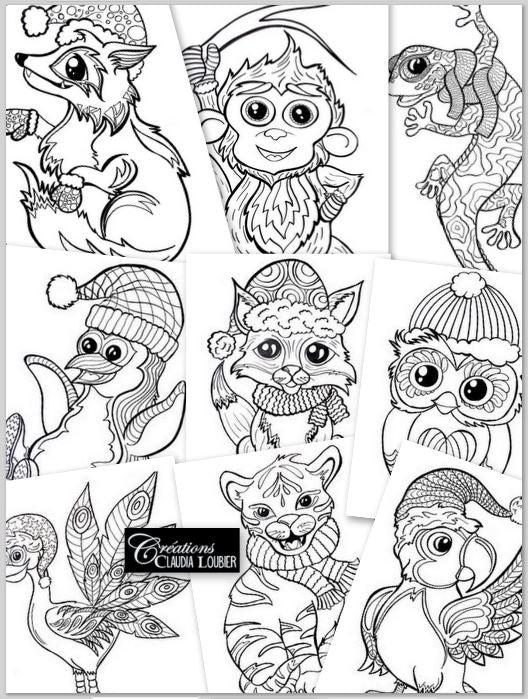 22 animaux d'hiver à colorier - Coloriage