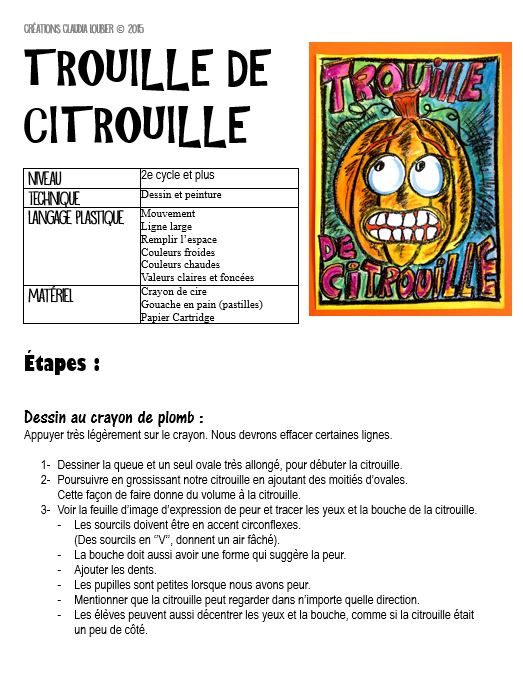 Trouille de citrouille - Halloween - Arts plastiques - Médiatique