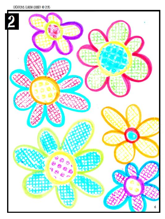 Fleurs de frottis : Fête des Mères - Printemps - Arts plastiques