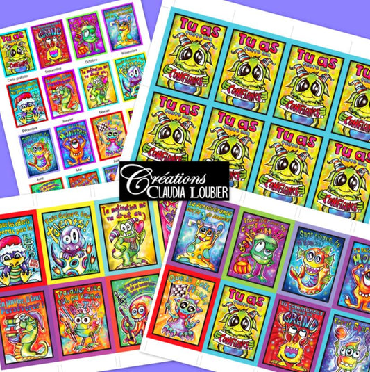 Collection cartes récompenses: Félicitamonstres !