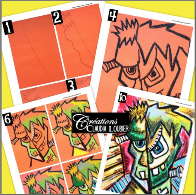 Frankenstein à la manière de Picasso - Arts plastiques - Halloween