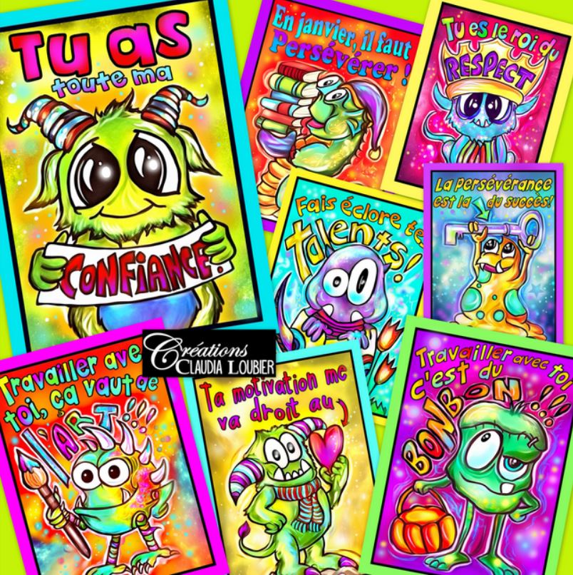 Collection cartes récompenses: Félicitamonstres !