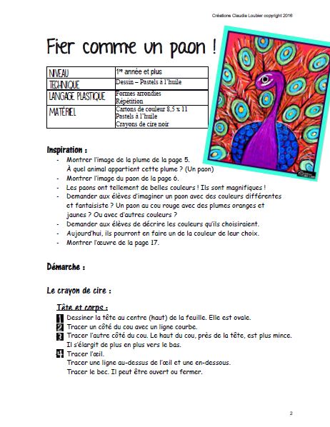 Fier comme un paon ! Arts plastiques