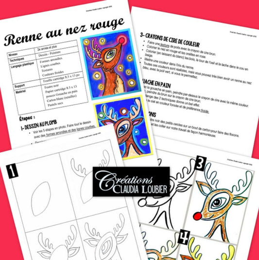 Renne au nez rouge - Arts plastiques - Noël