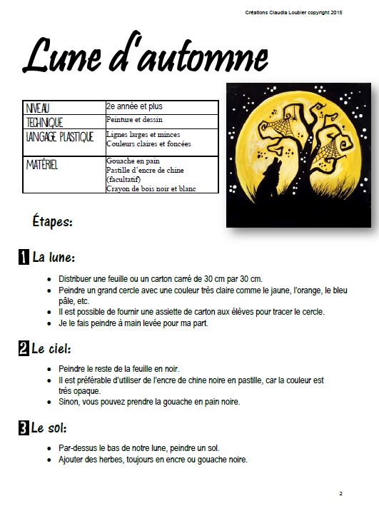Halloween : Lune d'automne - Arts plastiques