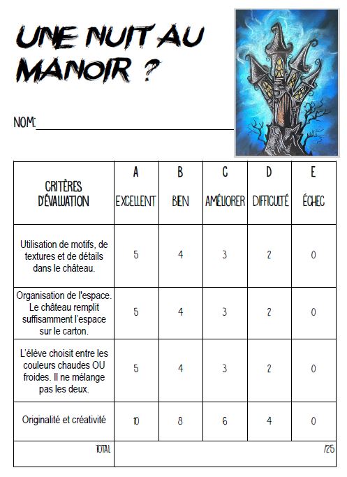 Une nuit au manoir ? Arts plastiques - Halloween