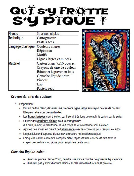 Qui s'y frotte s'y pique - Arts plastiques - Cactus
