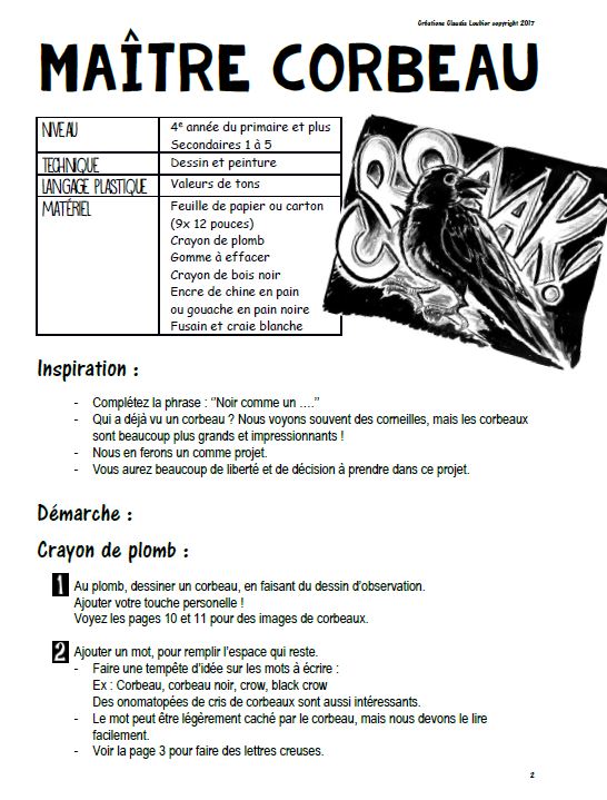 Maître corbeau - Arts plastiques