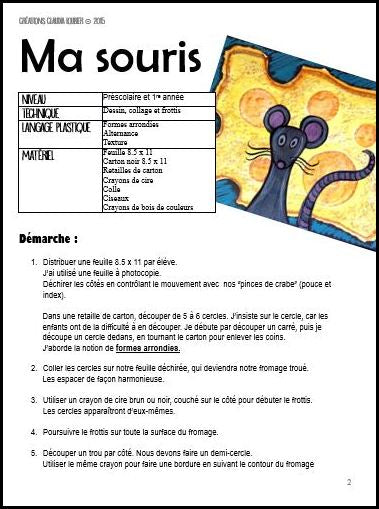 Ma souris et son fromage : Arts plastiques, maternelle, 1re, 2e année