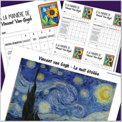 À la manière de Vincent Van Gogh - Projet arts plastiques - Tournesol