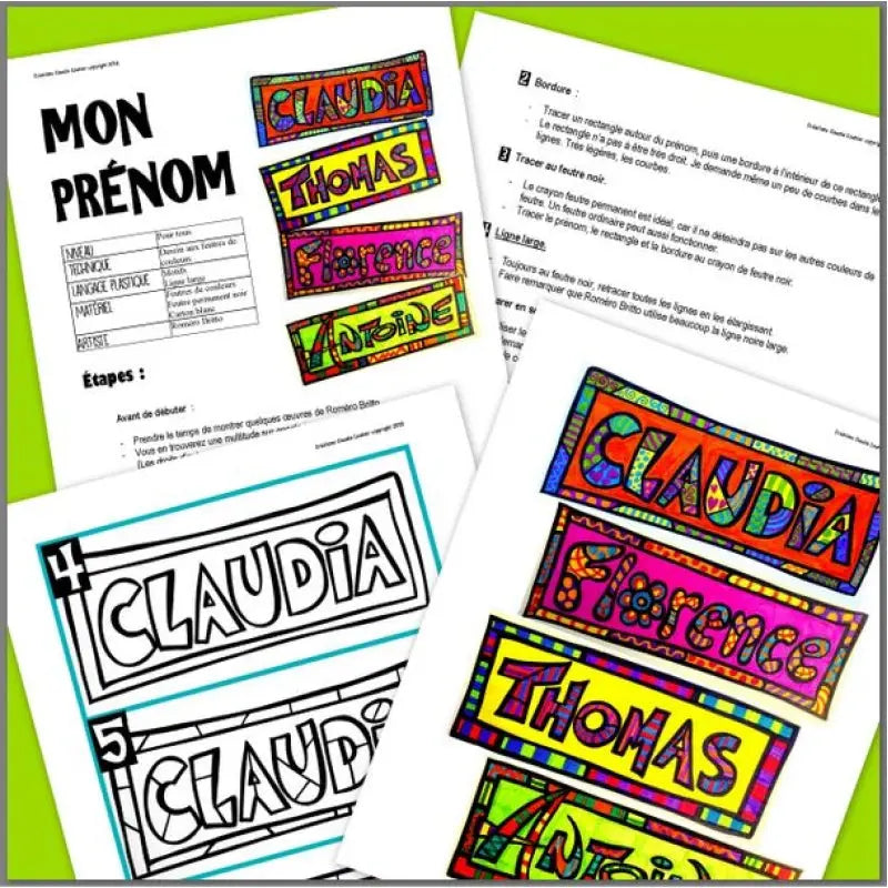 Rentrée scolaire : Mon prénom à la Roméro Britto pour bureaux, Arts plastiques
