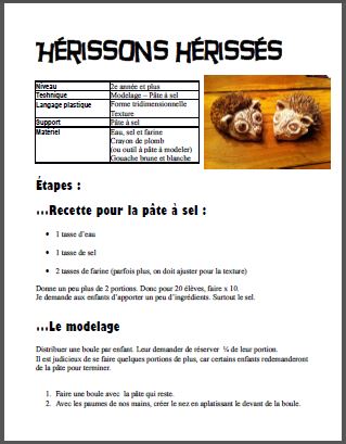 Hérissons Hérissés 3D - Arts plastiques - Pâte à sel