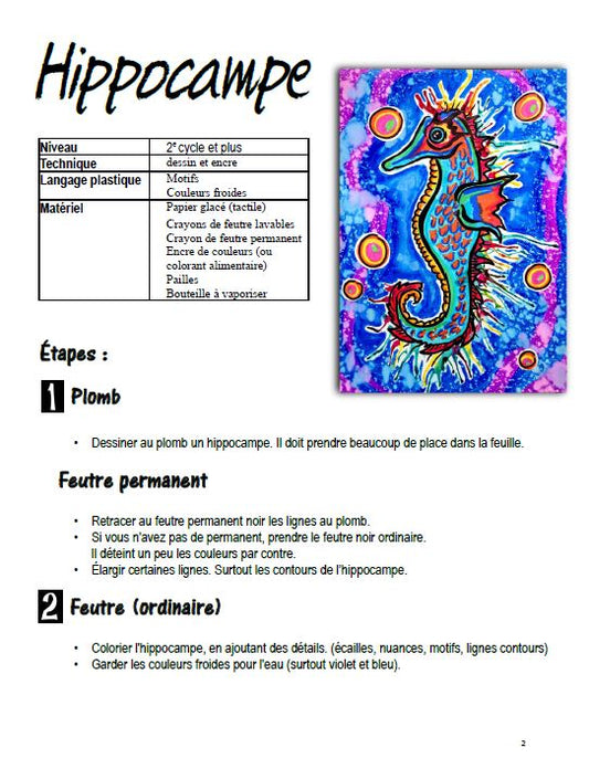 Hippocampe - Arts plastiques - Encre soufflée