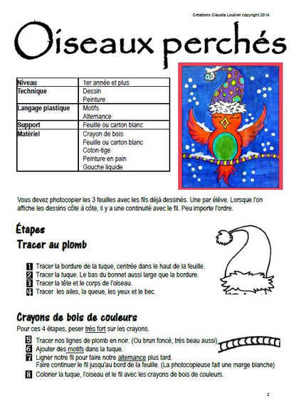 Oiseau perché - Arts plastiques - Noël - Hiver