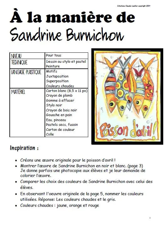 À la manière de Sandrine Burnichon : Arts plastiques