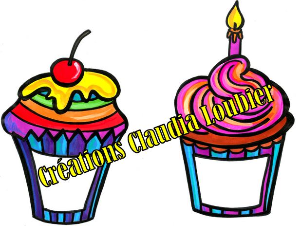 Clip Art - Cupcakes - Gâteaux d'anniversaire - Rentrée scolaire