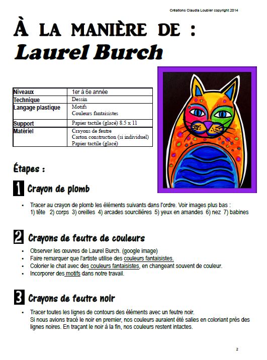 Chats à la manière de Laurel Burch  - Arts plastiques