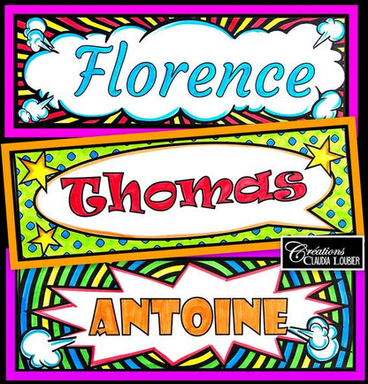 Étiquettes POP ART pour identifier les bureaux