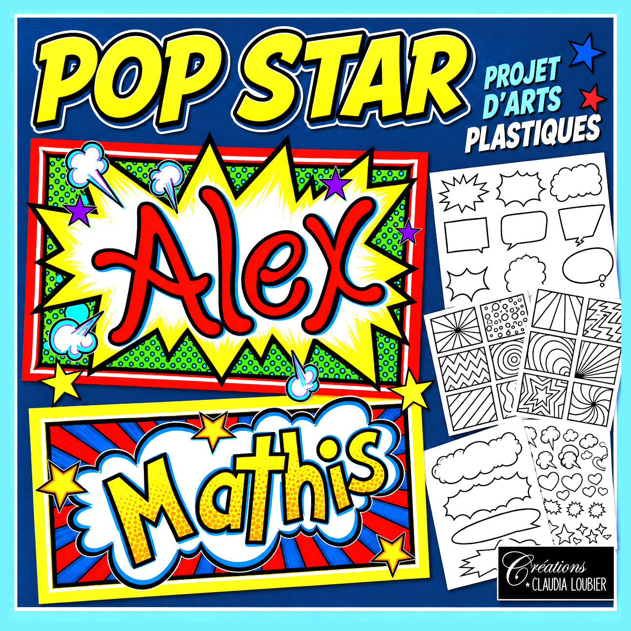 Étiquettes de bureau | Prénom Pop Art - POP STAR
