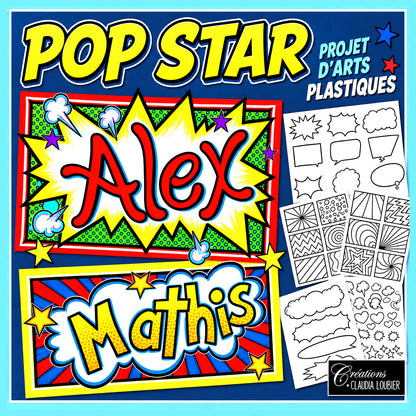 Étiquettes de bureau | Prénom Pop Art - POP STAR
