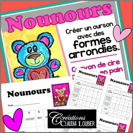 St-Valentin: Nounours - Arts plastique - Ourson