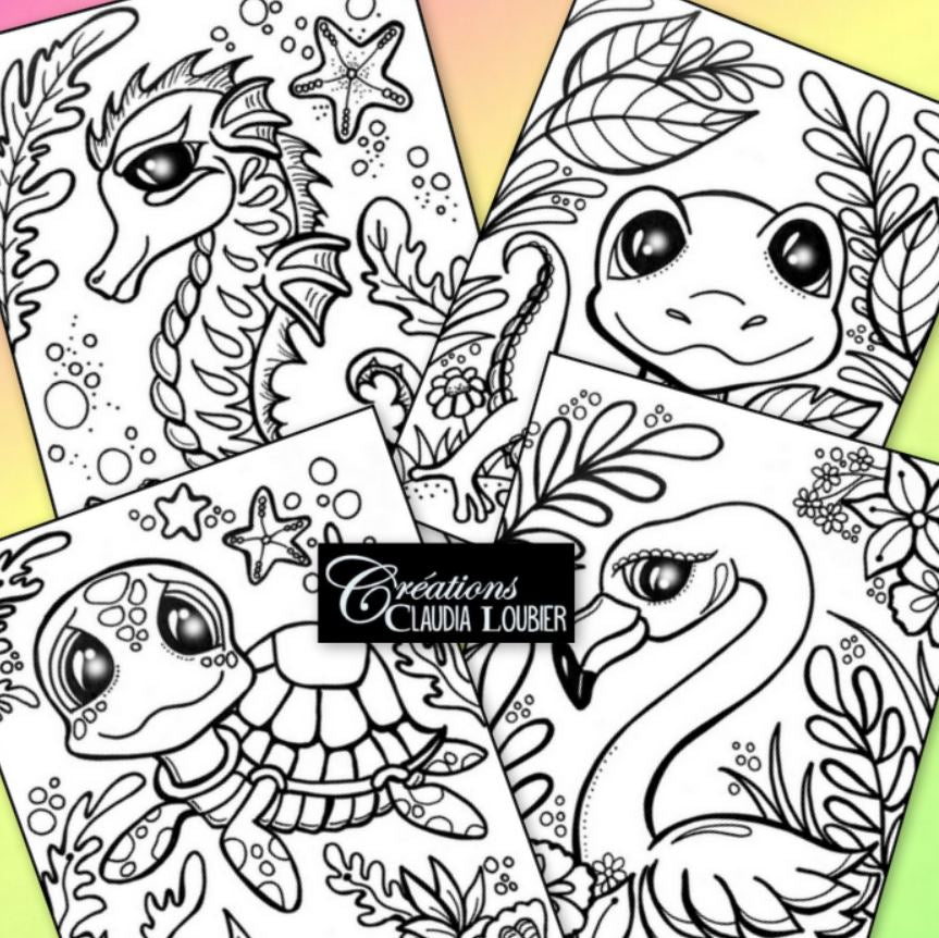 Animaux en vacances - 10 dessins à colorier