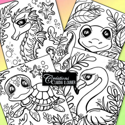 Animaux en vacances - 10 dessins à colorier