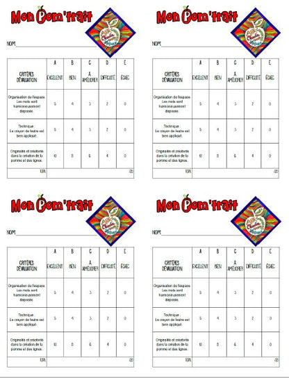 Mon pom'trait - Projet Arts plastiques - Rentrée - Automne - Pomme