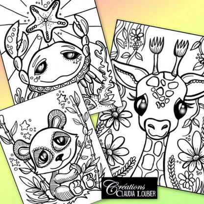 Animaux en vacances - 10 dessins à colorier