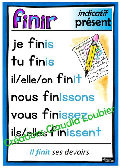 Verbes 1er cycle - 6 affiches à l'indicatif présent - Français