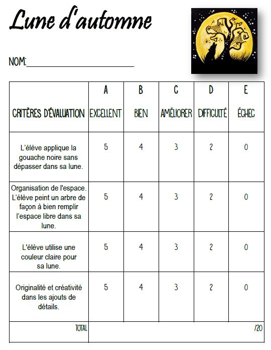 Halloween : Lune d'automne - Arts plastiques