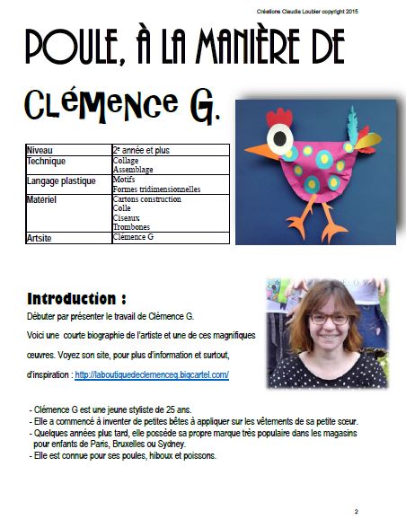 Poule en 3D à la Clémence G. - Pâques - Arts plastiques