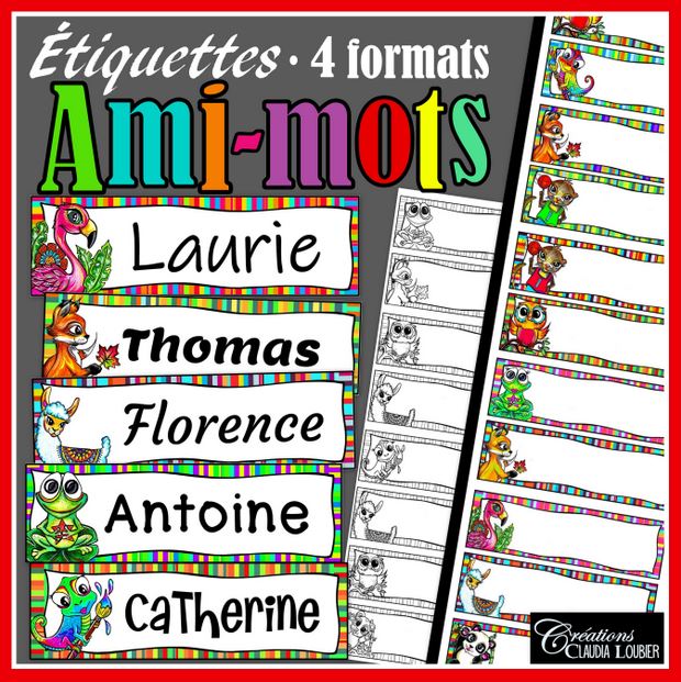 Étiquettes pour les bureaux: Ami-mots - Rentrée scolaire
