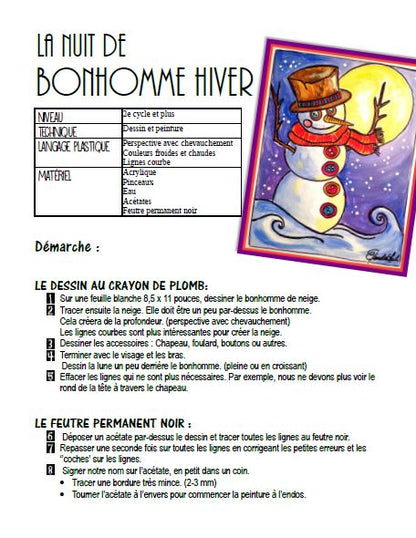 La nuit de Bonhomme hiver - Arts plastiques - Gouache sur actéate