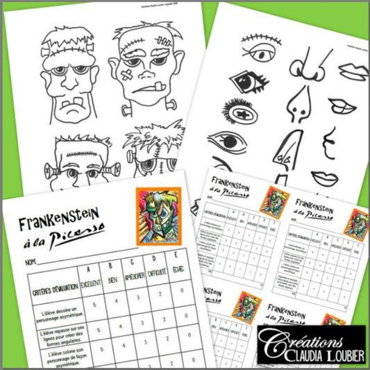 Frankenstein à la manière de Picasso - Arts plastiques - Halloween