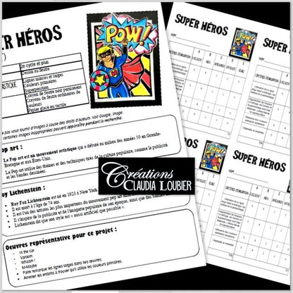 Super héros - Pop art - Arts plastiques