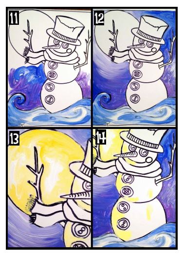 La nuit de Bonhomme hiver - Arts plastiques - Gouache sur actéate