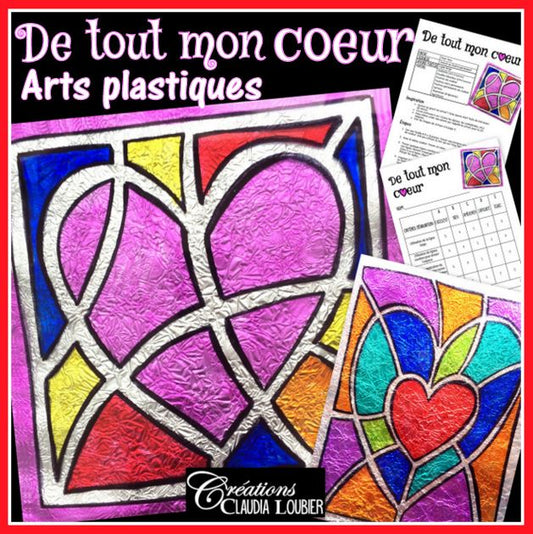 St-Valentin : De tout mon coeur -  Vitrail
