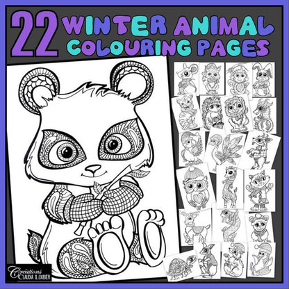 22 animaux d'hiver à colorier - Coloriage