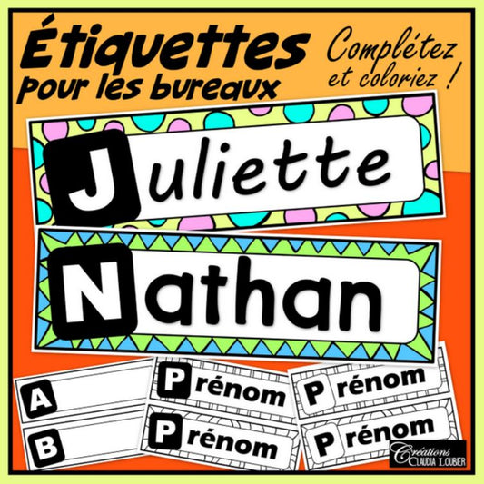 Étiquettes de bureaux à motifs - Rentrée