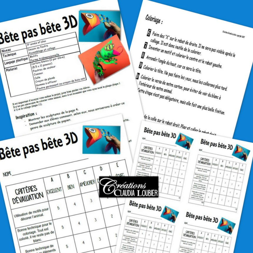 Bête pas Bête 3D | Arts plastiques clé en main primaire et secondaire