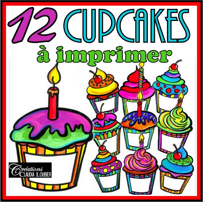Clip Art - Cupcakes - Gâteaux d'anniversaire - Rentrée scolaire