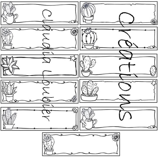 Étiquettes cactus - Identification des bureaux