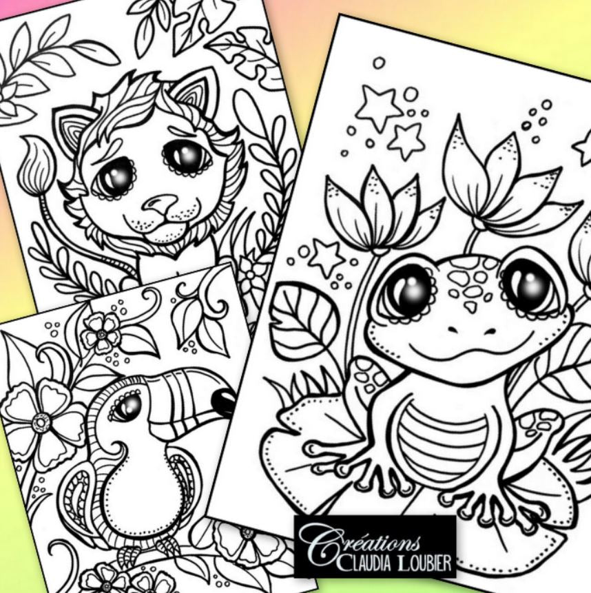 Animaux en vacances - 10 dessins à colorier