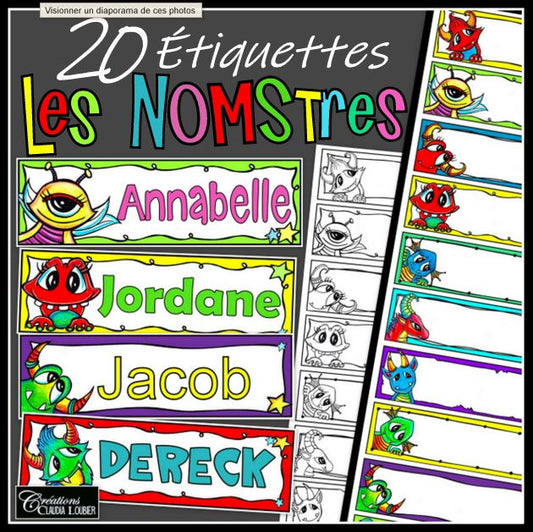 Étiquettes pour les bureaux: Les NOMStres - Monstres !
